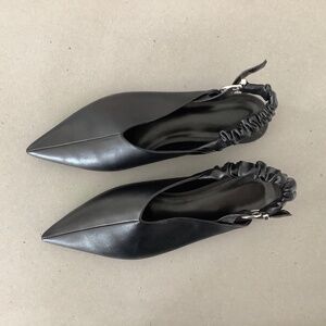 Black flat, pointed toe, sling back size 9 shoes